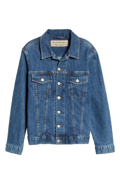 Shop Burberry Rowledge Archive Logo Denim Jacket In Blue