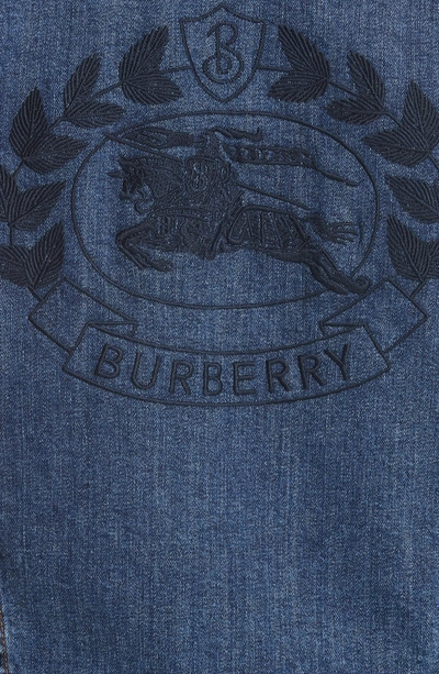 Shop Burberry Rowledge Archive Logo Denim Jacket In Blue