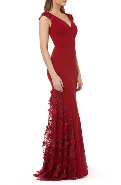 Infusion Embellished Crepe Gown In Burgundy