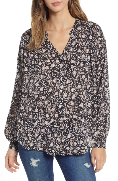 Shop Amuse Society Mallorca Floral Print Blouse In Black