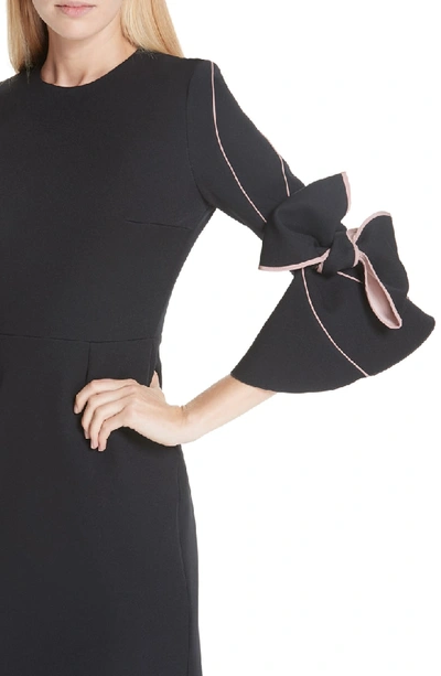 Shop Roksanda Bow Sleeve Crepe Sheath Dress In Black/ Blush