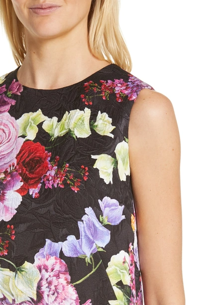 Shop Dolce & Gabbana Floral Print Shift Dress In Black Floral