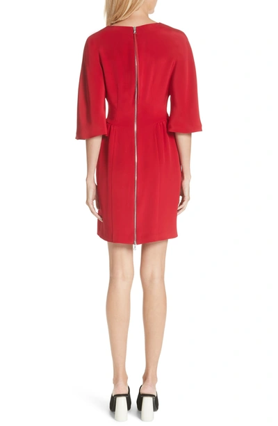 Shop Adam Lippes Bell Sleeve Silk Crepe Dress In Red