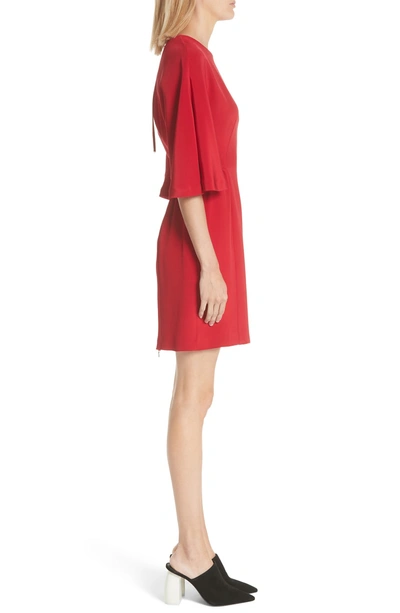 Shop Adam Lippes Bell Sleeve Silk Crepe Dress In Red
