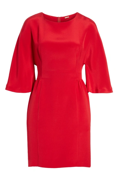 Shop Adam Lippes Bell Sleeve Silk Crepe Dress In Red