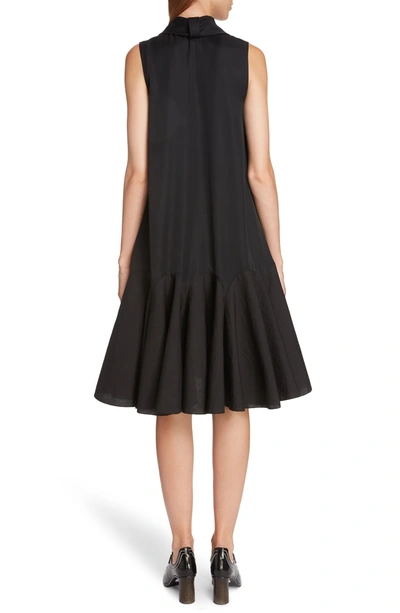 Shop Jw Anderson Bow Detail Exaggerated Hem Dress In Black