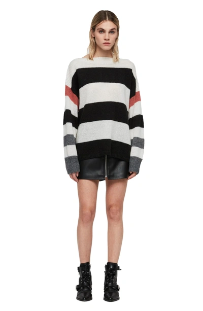 Shop Allsaints Suwa Stripe Sweater In Chalk/ Black