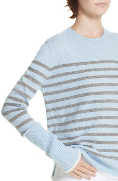 Shop La Ligne Aaa Lean Lines Cashmere Sweater In Pale Blue Marle/ Grey/ Cream