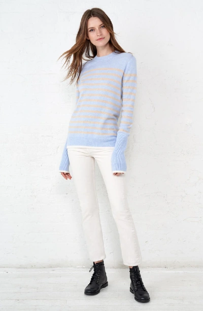 Shop La Ligne Aaa Lean Lines Cashmere Sweater In Pale Blue Marle/ Grey/ Cream