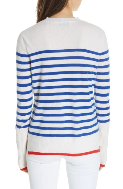 Shop La Ligne Aaa Lean Lines Cashmere Sweater In Cream/ Blue Stripes/ Red