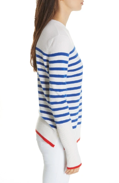 Shop La Ligne Aaa Lean Lines Cashmere Sweater In Cream/ Blue Stripes/ Red