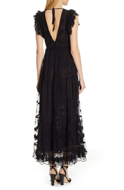 Shop Ulla Johnson Fifi Embroidered Tulle Maxi Dress In Raven