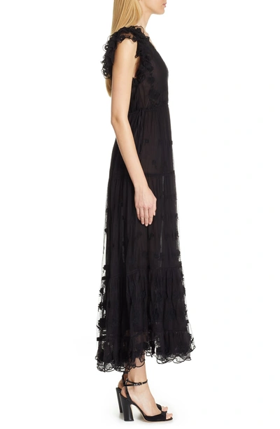 Shop Ulla Johnson Fifi Embroidered Tulle Maxi Dress In Raven