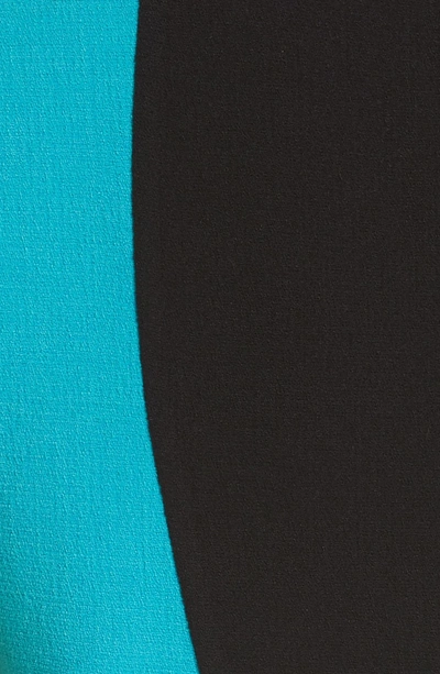 Shop Michael Kors Scuba Colorblock Stretch Wool Boucle Sheath Dress In Turquoise/ Black/ White