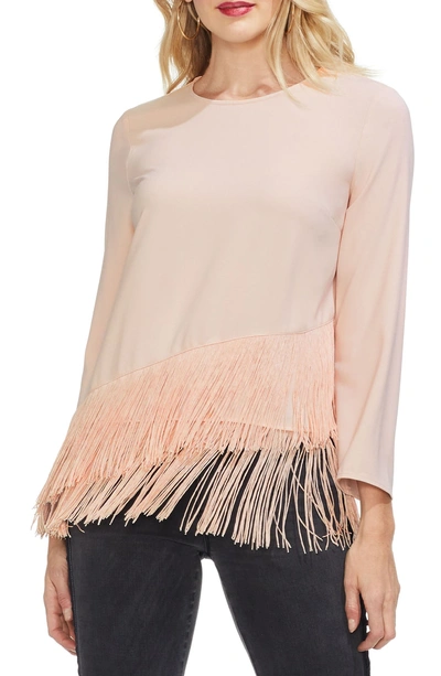 Shop Vince Camuto Tiered Fringe Top In Rose Buff