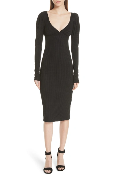 Shop A.l.c Dafne Puff Shoulder Body-con Dress In Black
