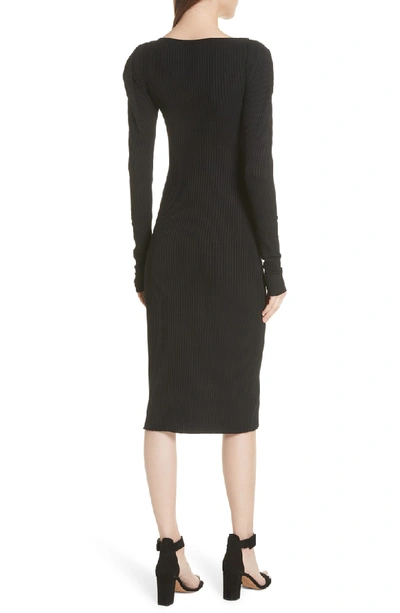 Shop A.l.c Dafne Puff Shoulder Body-con Dress In Black