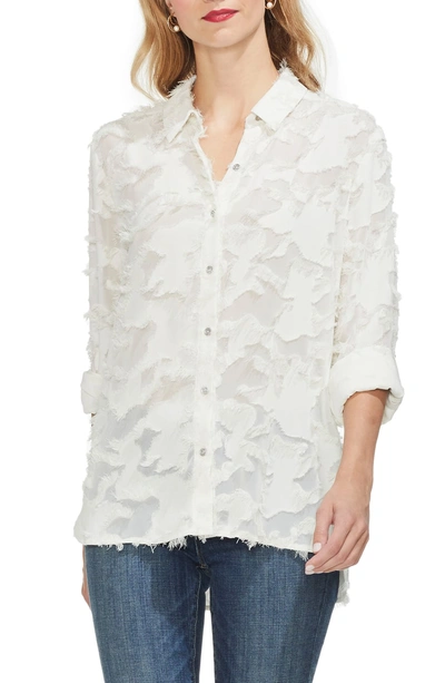 Shop Vince Camuto Fringe Camo Shirt In Pearl Ivory