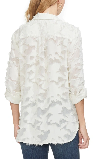 Shop Vince Camuto Fringe Camo Shirt In Pearl Ivory