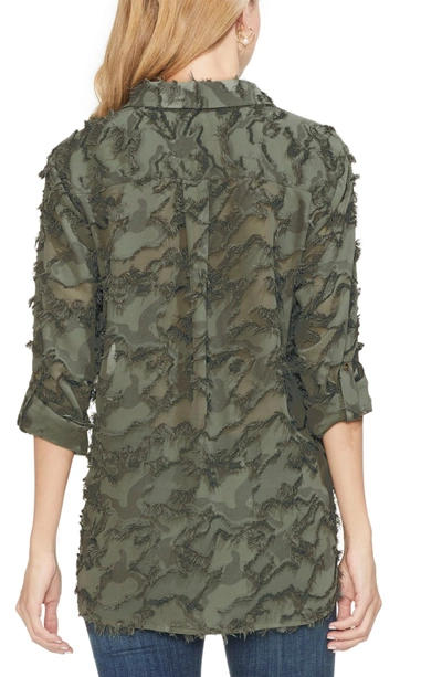 Shop Vince Camuto Fringe Camo Shirt In Military Green