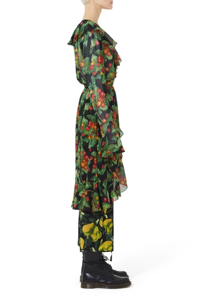 Shop Marc Jacobs Fruit Print Ruffle Wrap Dress In Red Multi