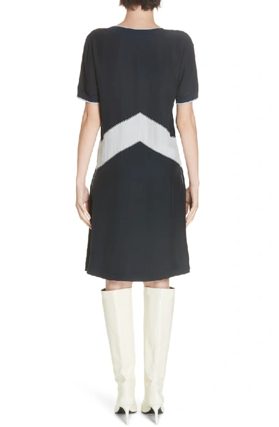 Shop Rag & Bone Hannah Chevron Stripe Silk Shift Dress In Salute