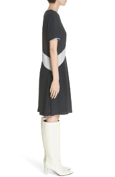 Shop Rag & Bone Hannah Chevron Stripe Silk Shift Dress In Salute