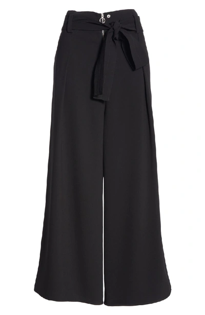 Shop Proenza Schouler Tie Waist Crepe Wide Leg Pants In 00200 Black