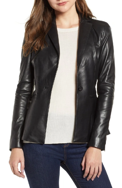 Shop Lamarque Viola Leather Jacket In Black