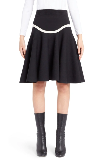 Shop Alexander Mcqueen Graphic Stripe Knit Skirt In Black/ Ivory