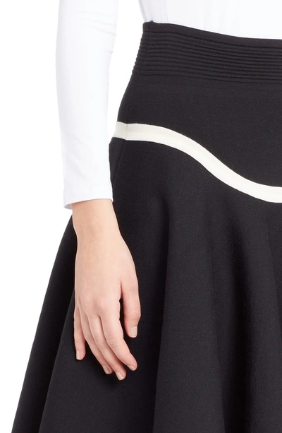Shop Alexander Mcqueen Graphic Stripe Knit Skirt In Black/ Ivory