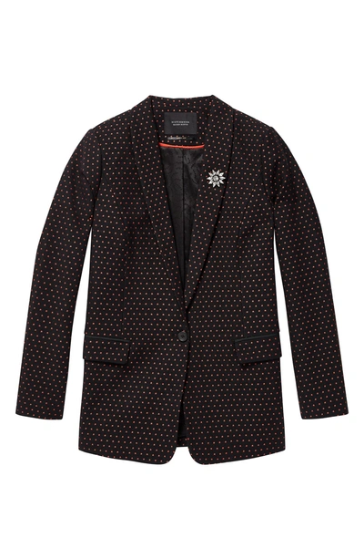 Shop Scotch & Soda Tailored Stretch Jacquard Blazer In Black W/ Small Star Print