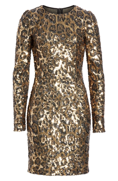 Shop Dolce & Gabbana Sequin Leopard Print Sheath Dress In S0905 Leo
