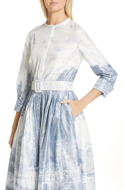 Shop Oscar De La Renta Toile Print Silk Shirtdress In Blue/ White