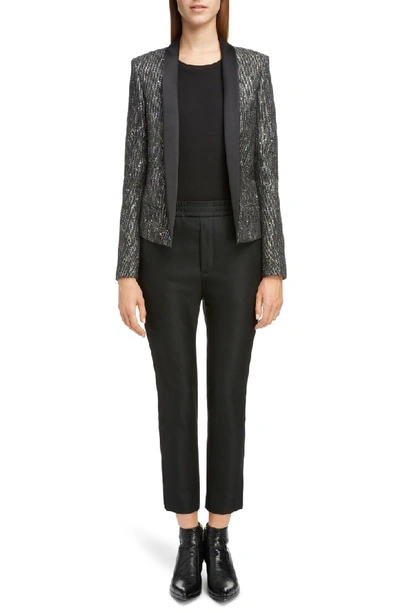 Shop Saint Laurent Sequin Tweed Blazer In Noir Multicolor