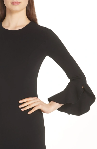 Shop Michael Kors Rumba Ruffle Trim Stretch Wool Dress In Black