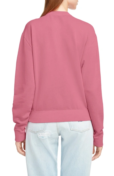 Shop Saint Laurent Logo Sweatshirt In Fuschia / Noir