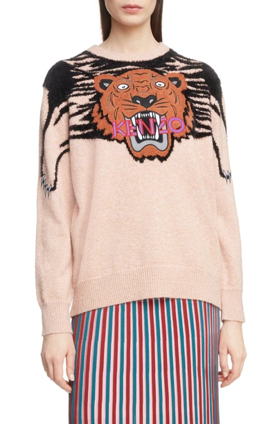 Shop Kenzo Claw Tiger Crewneck Sweater In Sand