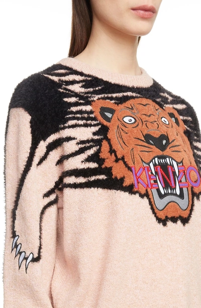Shop Kenzo Claw Tiger Crewneck Sweater In Sand