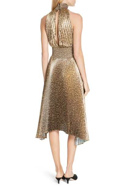 Shop A.l.c Renzo Leopard Print Metallic Foil Dress In Metallic Gold