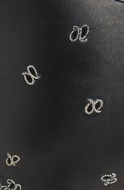 Shop Saint Laurent Embellished Paisley Leather Shorts In Noir / Argent