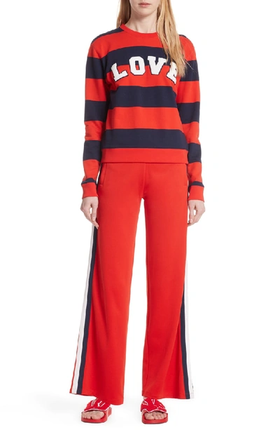 Shop Tory Sport Love Stripe Sweatshirt In Red Broad Stripe