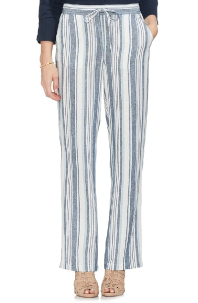 Shop Vince Camuto Beach Stripe Linen Blend Pants In Navy Dream