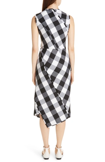 Shop Altuzarra Paneled Gingham Stretch Wool Sheath Dress In 970 Black / White