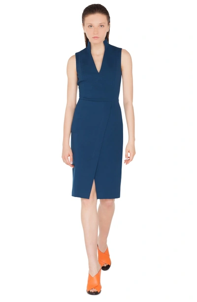 Shop Akris Punto Jersey Sheath Dress In Blu Mare