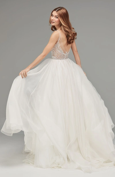 Shop Watters Mihr Beaded Organza Ballgown Wedding Dress In Ivory/ Blush