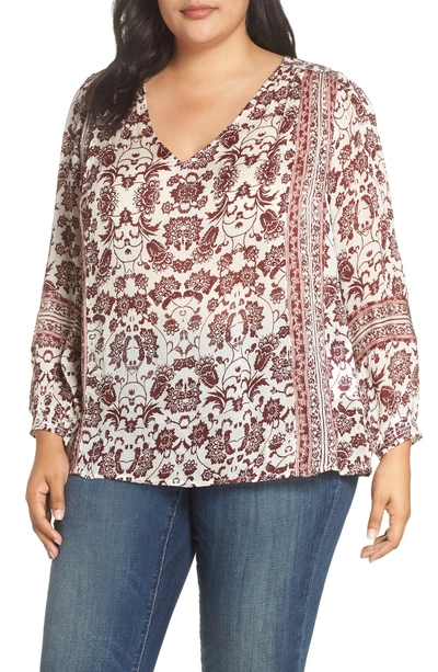 Shop Lucky Brand Border Print Peasant Blouse In Multi