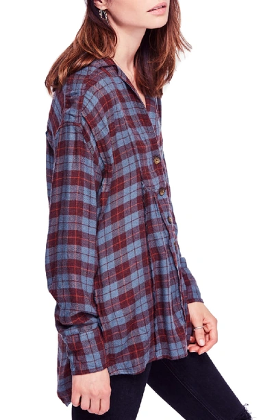 Shop Free People All About The Feels Plaid Shirt In Plum