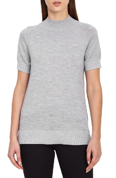Shop Reiss Wool Blend Metallic Short Sleeve Sweater In Grey