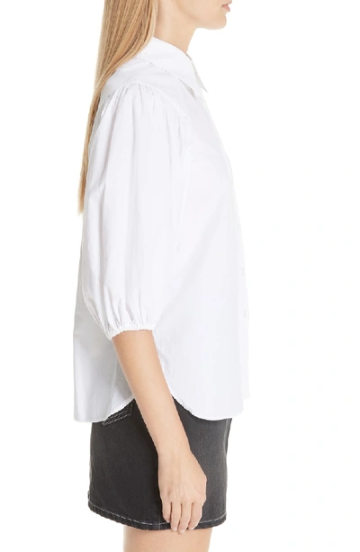 Shop Ganni Cotton Poplin Shirt In Bright White 151